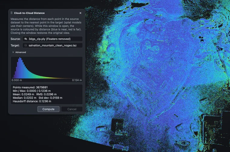 Cloud distance analysis screenshot